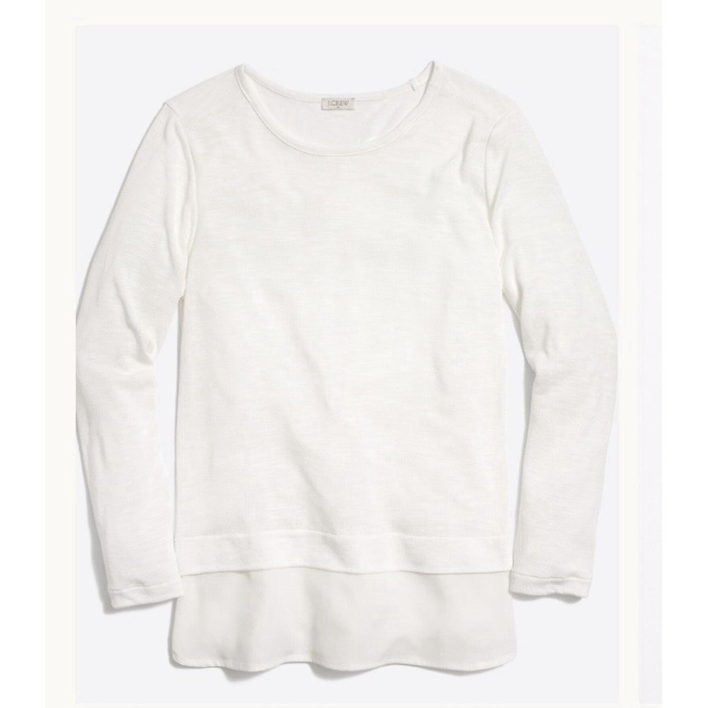 J. Crew Women's XS Long Sleeve Top Silky Hem Cream‎ Blouse New